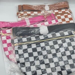 Checkered Crossbody Bum Bags (3 Bag Set)